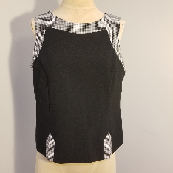 CHECKERED SLEEVELESS TOP VTG 90S CLUELESS JODI MICHAELS BLACK & WHITE PLAID Y2K - Picture 4 of 5
